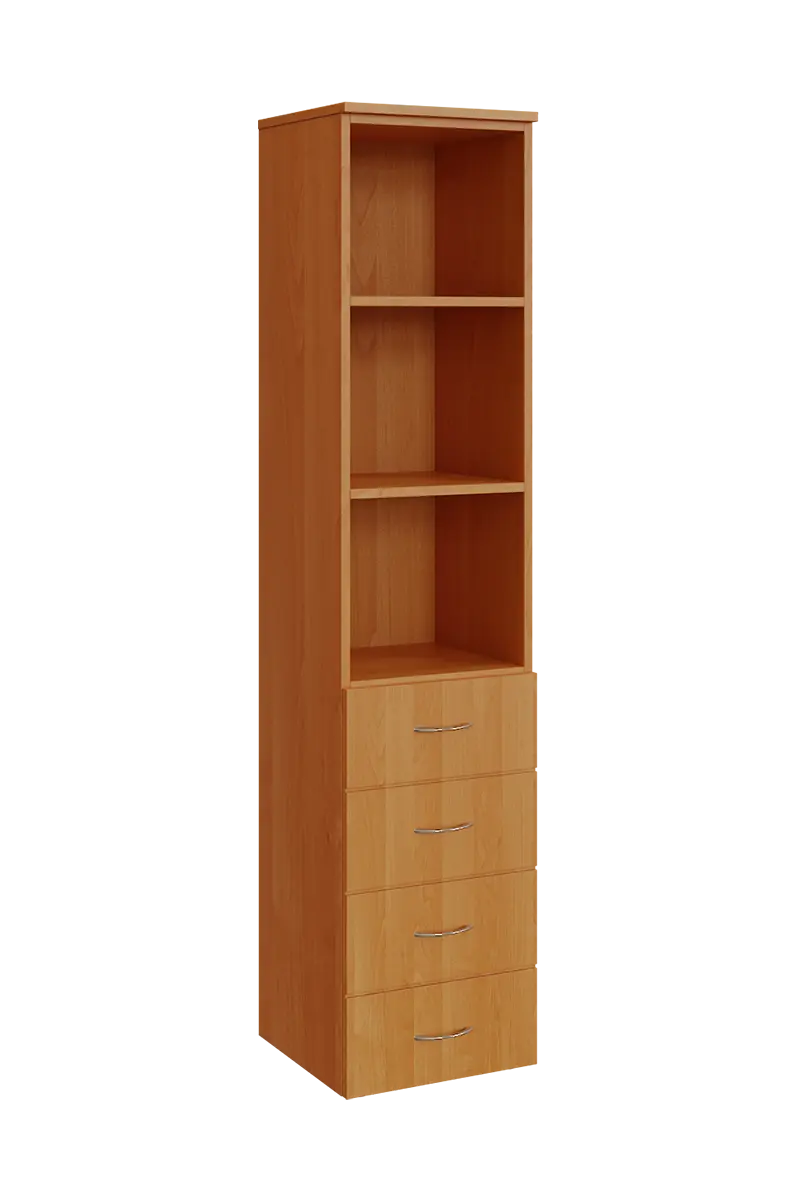 N 5 - 44ZN kancelářská skříň, 4-zásuvková/nika, 1800x400x400, olše jantar